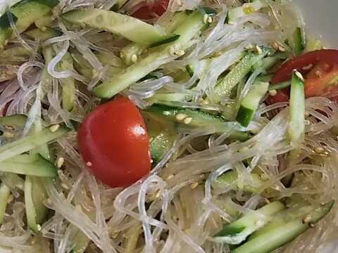 【節約レシピ】きゅうりとプチトマトの春雨サラダ